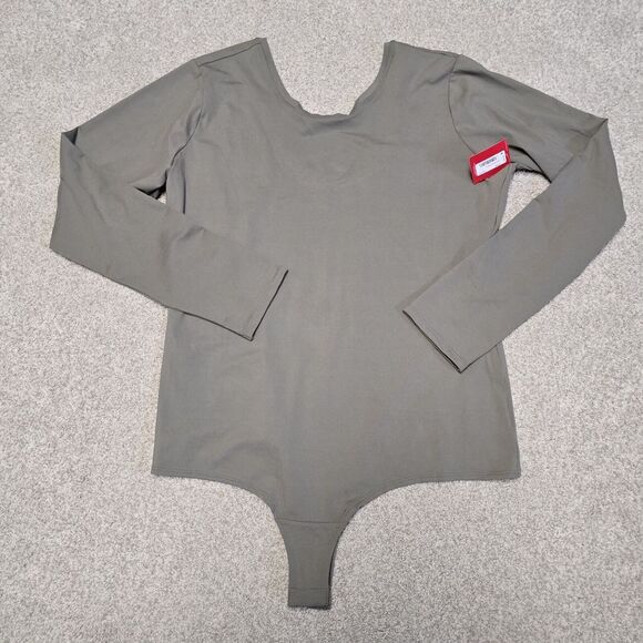 Spanx Womens Scoop‎ Neck Long Sleeve Bodysuit Dusty Olive Sz 2X NWT Minimalist - Picture 1 of 8